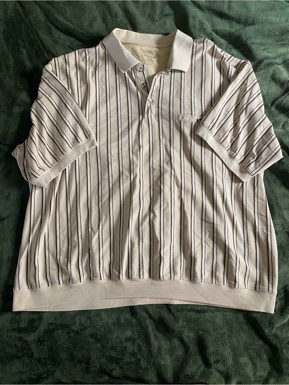 Men's Cream Short-Sleeve Striped Shirt